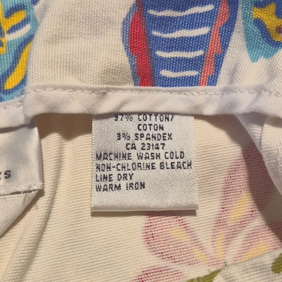 Talbots Petites women's size 16W fish & coral design wide leg pants, twill NWT - Picture 9 of 11